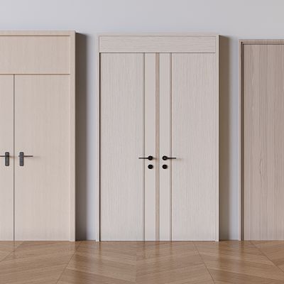 奶油双开门对开门 实木单开门平开门