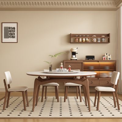 中古风餐厅 圆餐桌椅