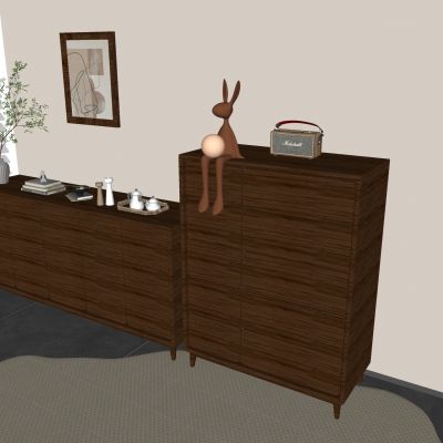 新中式餐边柜 茶水柜储物柜 实木玄关柜 边柜备餐柜