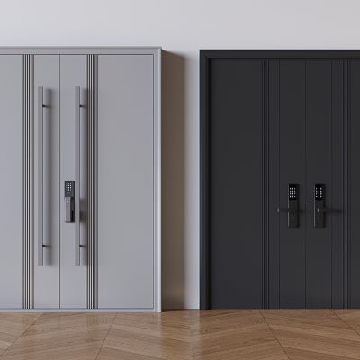 入户双开门对开门 实木门智能门锁 电子密码指纹锁 防盗门