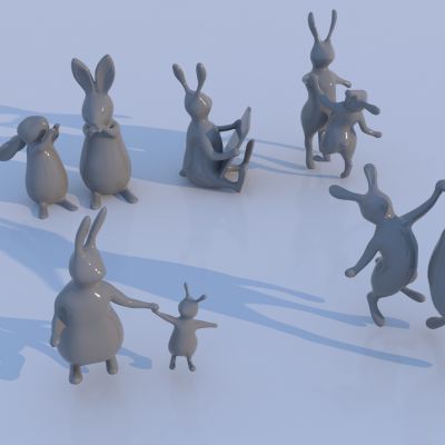 现代草坪动物兔子雕塑 