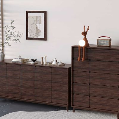 侘寂藤编餐边柜 实木茶水柜储物柜 玄关柜边柜备餐柜