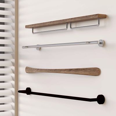 胡桃木卫浴置物架 洗漱用品收纳架 壁挂架子毛巾杆