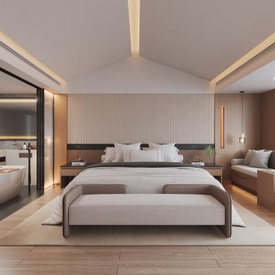 现代酒店客房标间3D模型