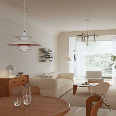 现代奶油风客餐厅 小户型 无主灯客餐厅