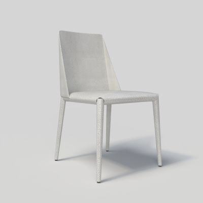 现代白色皮革靠背休闲椅