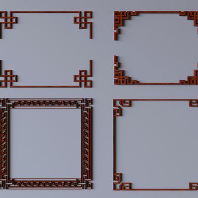 新中式雕花花格 顶部雕花线条角花