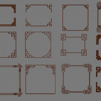 新中式雕花花格 顶部雕花线条角花