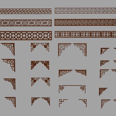 新中式雕花花格 实木雕花线条角花