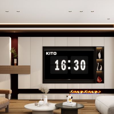 意式 中古风 内嵌 火焰壁龛 别墅客厅 电视玄关一体柜