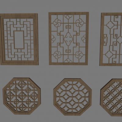 中式实木镂花窗 镂空雕花花格窗户