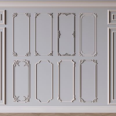 法式石膏线条构件 沙发石膏线背景墙 石膏雕花线条 电视石膏线背景墙