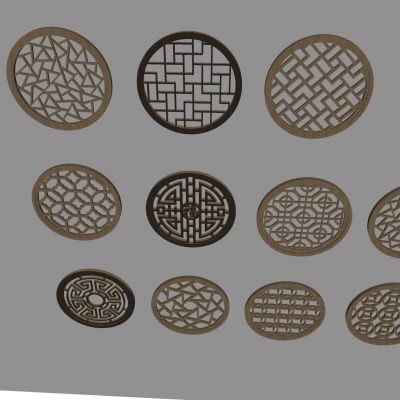 中式实木镂花窗 镂空花格窗户