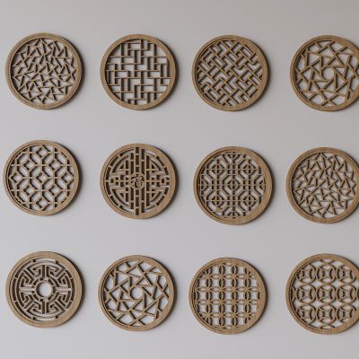 中式实木镂花窗 镂空花格窗户