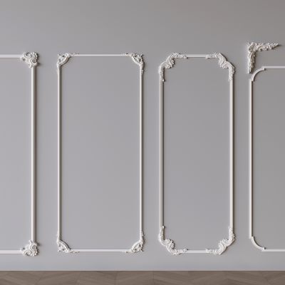 法式石膏线条构件 石膏雕花装饰线条 沙发电视石膏线背景墙