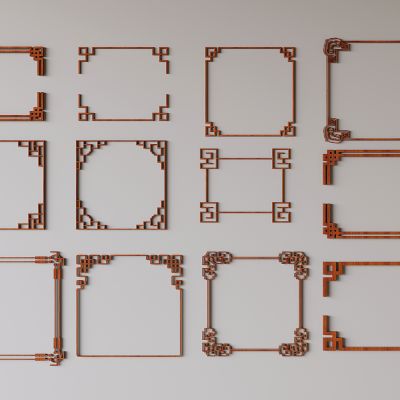 新中式雕花花格 顶部雕花线条角花