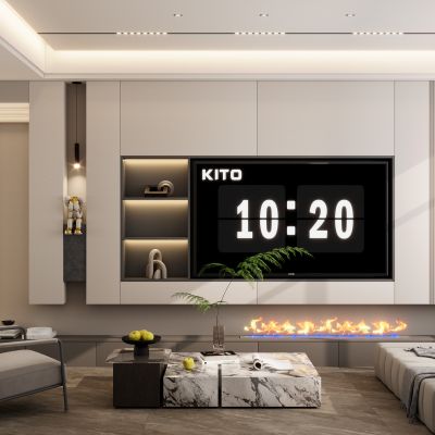 意式 轻奢风 内嵌 火焰壁龛 斯卡帕叠级 别墅客厅 电视玄关