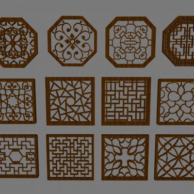 中式实木镂花窗 新中式镂空花格窗