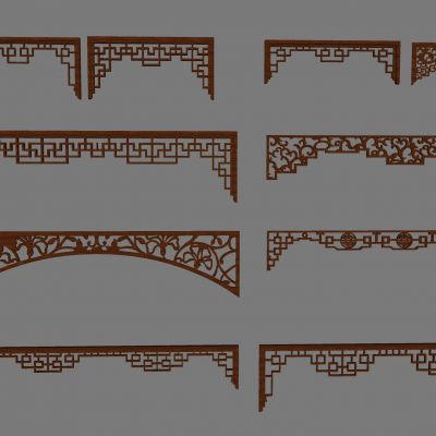 新中式雕花花格 实木雕花线条角花