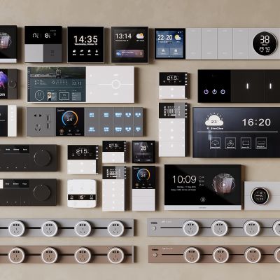 智能开关插座面板 可视功能控制面板 可移动轨道插座 智能语音显示屏