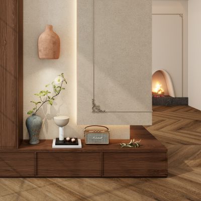 法式 中古风 转折墙 壁炉 角花 入户端景 玄关