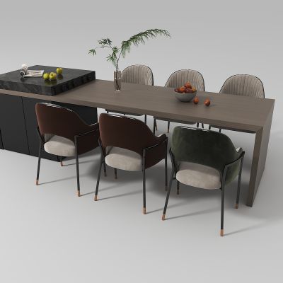 意式岛台餐桌椅组合