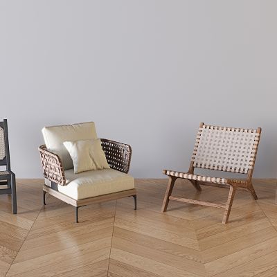 中式休闲椅 沙发椅 编藤椅