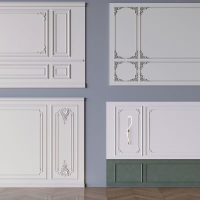 法式雕花石膏线条 沙发电视背景墙 护墙板床头背景