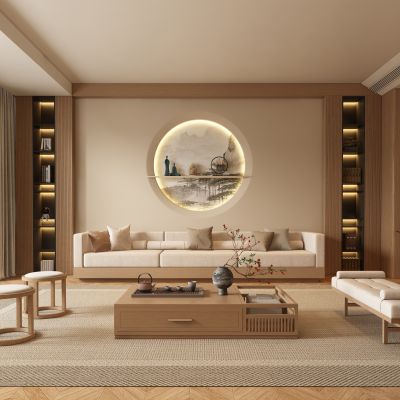 新中式客厅 沙发茶几