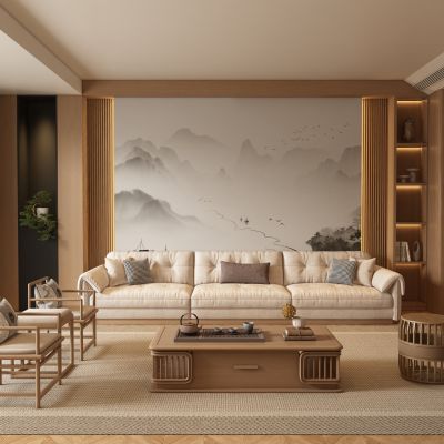 新中式客厅 沙发茶几