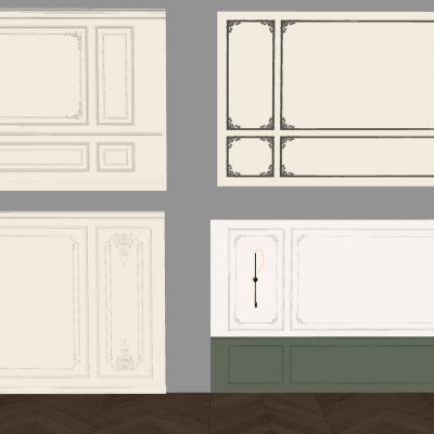 法式雕花石膏线条 沙发电视背景墙 护墙板床头背景