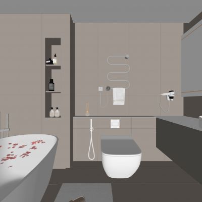 现代卫生间 浴室柜 洗脸盆 镜柜 马桶