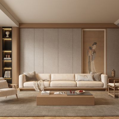 新中式客厅 沙发茶几