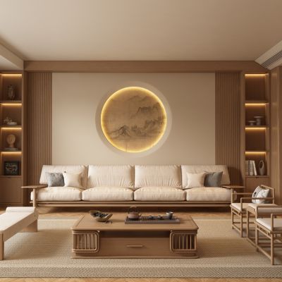 新中式客厅 沙发茶几