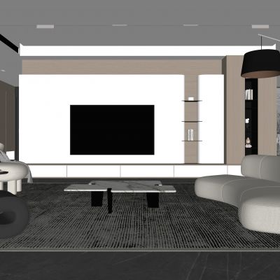 现代客餐厅 无主灯客厅 沙发组合 茶几组合 饰品摆件