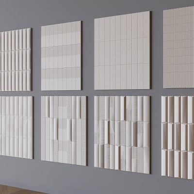 工装造型护墙板 创意实木立体墙板 奶油肌理板墙饰板