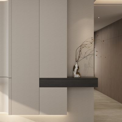 意式 奶油风 弧形造型 几何叠级 悬浮式 入户端景 玄关