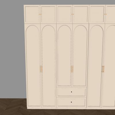 法式奶油风衣柜 实木平开门衣柜