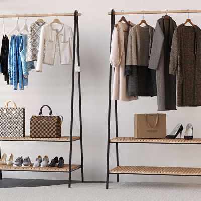 现代衣架 衣服组合 鞋子 包包