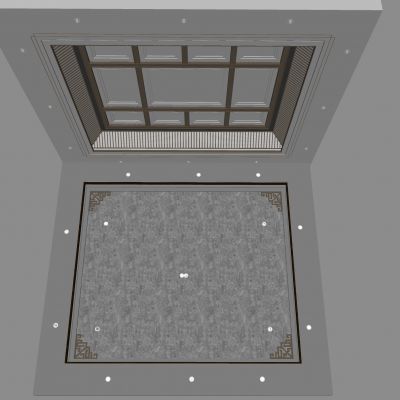 新中式天花吊顶 方形角花网格吊顶 中式无主灯吊顶