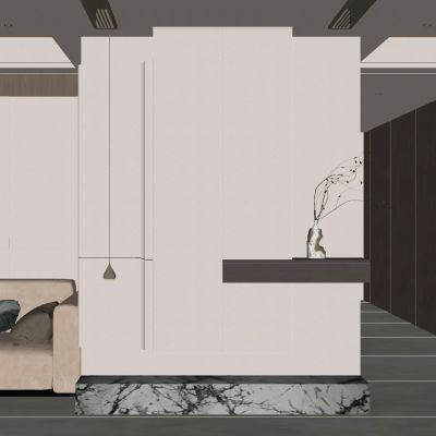 意式 奶油风 弧形造型 几何叠级 悬浮式 入户端景 玄关