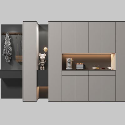 现代酒柜及鞋柜一体