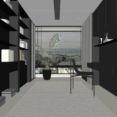 现代书房 无主灯书房 进门玄关柜 书柜组合 书桌组合 饰品摆件