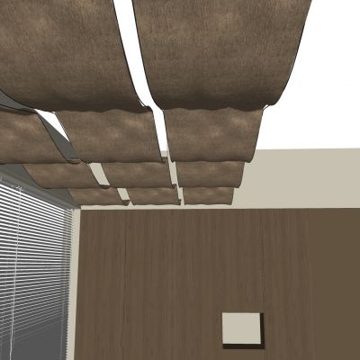 悬浮垂挂帷幔吊顶 中式布艺装饰帷幔