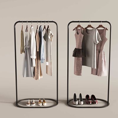 现代衣服组合  衣架 鞋子