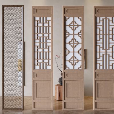 中式花格玄关隔断 实木镂空雕花屏风