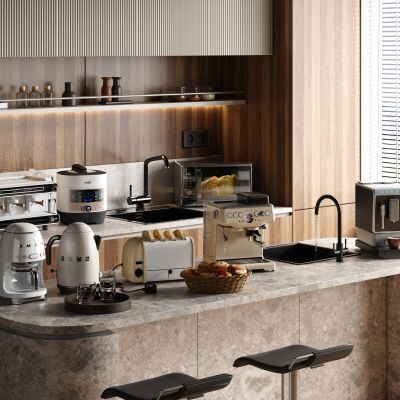 咖啡机 现代厨房电器  面包机 微波炉 电饭煲