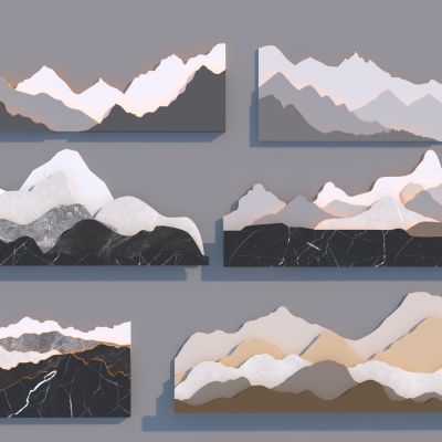 新中式山水背景墙 