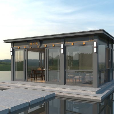 新中式阳光房 铝合金封闭凉亭