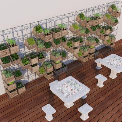 现代石凳棋桌 花架